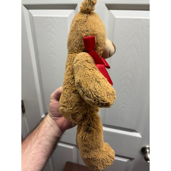 Hug Fun Brown Bear 17” Plush Stuffed Animal Red Bow Floppy Two Tone Super Soft - Picture 4 of 8